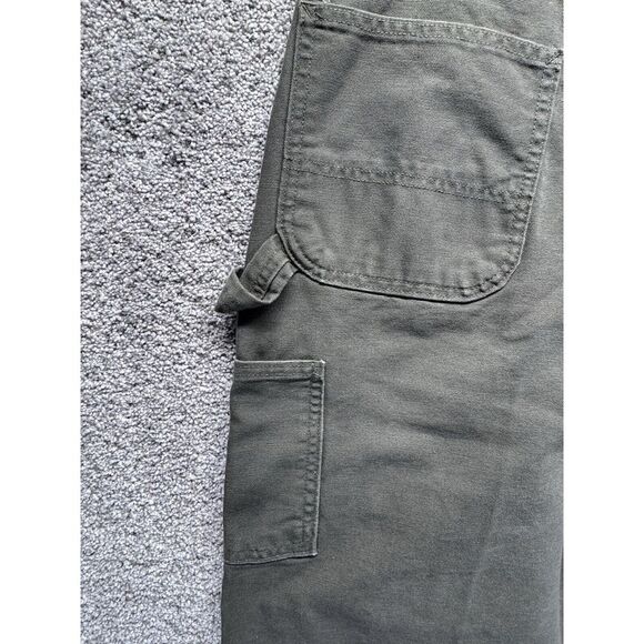 Carhartt Carpenter Dungaree Work Pants B11MOS Green 42 x 32 Made In USA Firehose - Picture 9 of 10